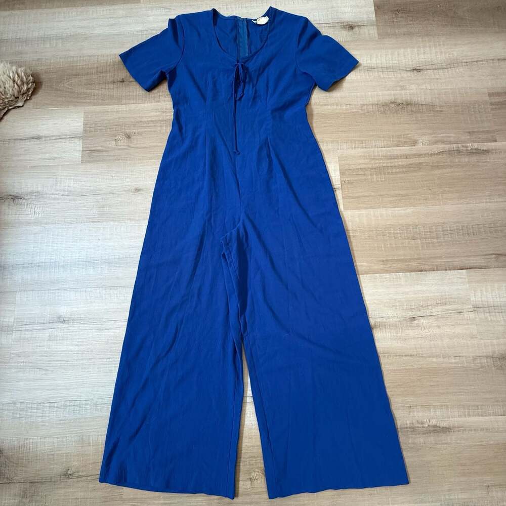 Vintage M Collection Vintage Blue Wide Leg Jumpsuit Size Medium